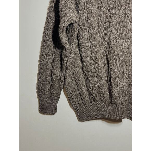 Kerry Traditions Ireland Men's Brown Cable Knit 1/4 Zip Pullover Sweater M - Picture 3 of 6